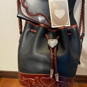 Brighton Out West Bucket Tote Black & Brown